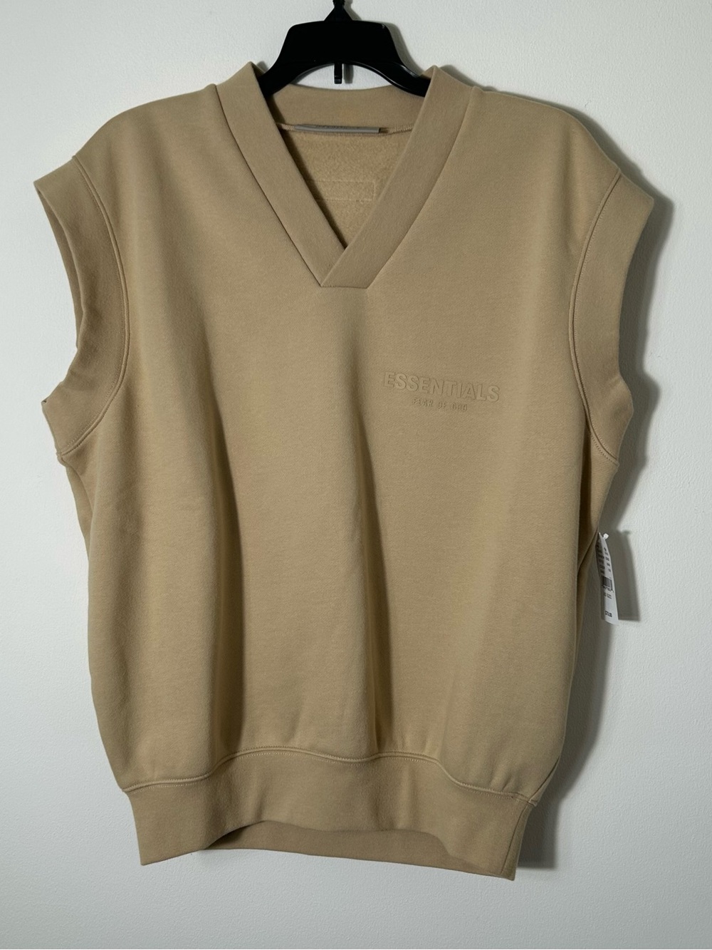 New FOG Fear Of God Essentials Womens XS Tan Sleeveless‎ V Neck Sweatshirt Vest